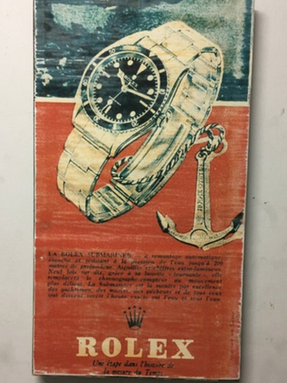 Rolex Vintage Submariner Ad distressed art piece 6204 6536 6538 369Mafia